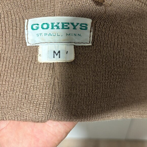 Vintage Gokey’s Suede Shoulder patch brown wool sweater - Medium/ Large - Picture 9 of 14